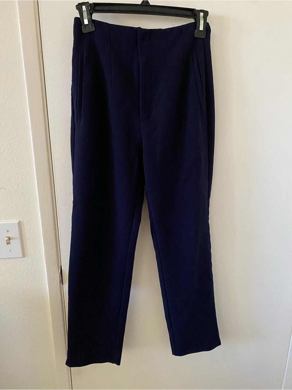 stradivarius Navy Tailored High-Waist Trousers